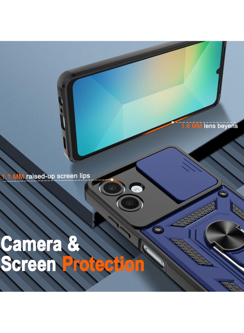 for Samsung Galaxy A06 4G Case Cover, Slide Camera Lens Cover, Magnetic Ring Holder Kickstand Protective Phone Case for Samsung Galaxy A06 4G, Blue  - Image 2