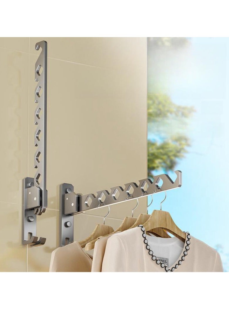 MIXDE - Clothes Drying Rack,2-Piece Wall Mounted Clothes Hanger With Swing Arm,Foldable 180°Rotation,For Balcony Bathroom - Image 1