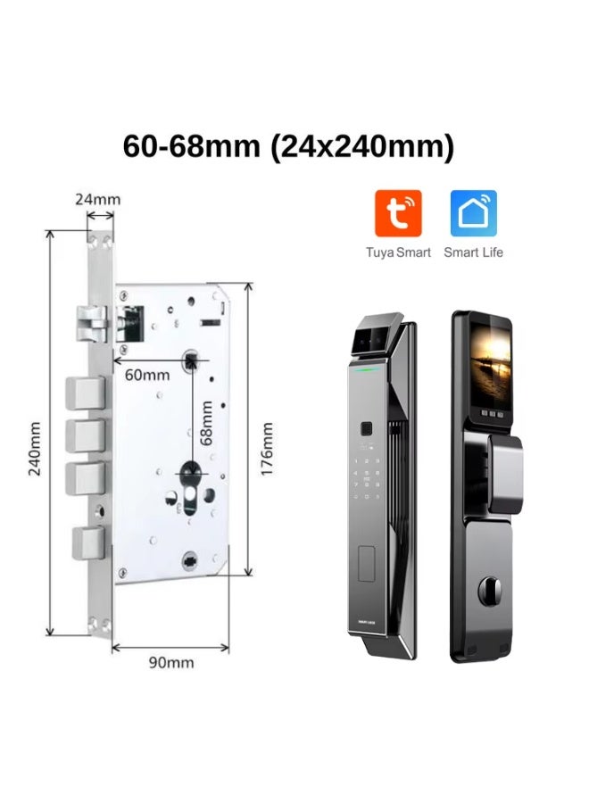 Tuya Smart door lock equipped with a camera and supports Face ID, fingerprint, password, phone application (Tuya Smart), card and key - Image 5