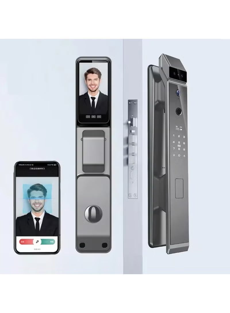 Tuya Smart door lock equipped with a camera and supports Face ID, fingerprint, password, phone application (Tuya Smart), card and key - Image 2