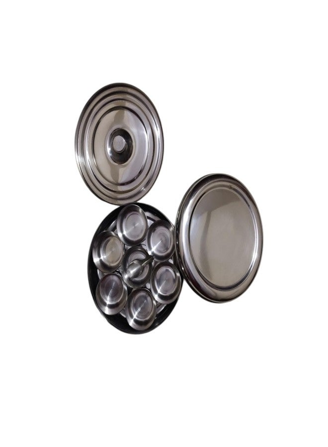 COTSILER COTSILR Stainless Steel Masala Dabba - Spice Container With 7 Compartments, 8x8 Inches (Silver Stainless Steel) - Image 1
