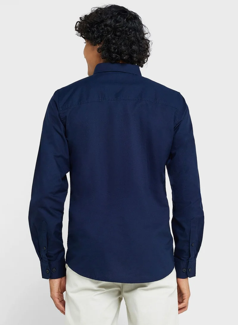 Seventy Five Pure Cotton Casual Single Pocket Shirt