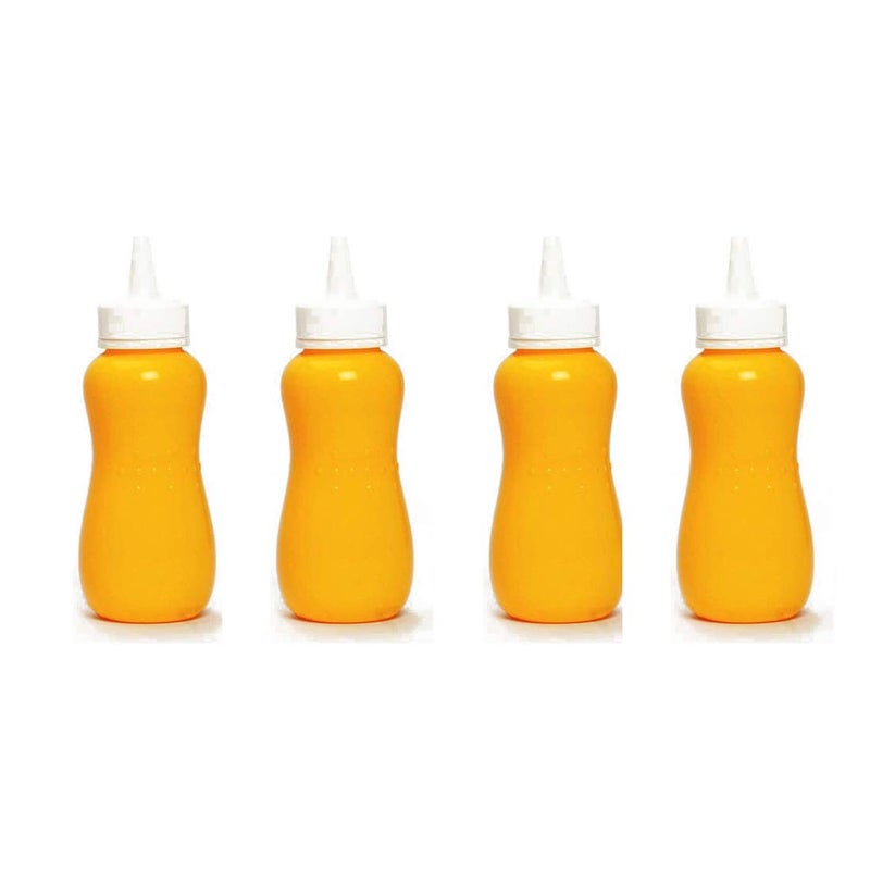 Gluman Squeezy Sauce Bottle for Clean & Mess-free Dispensing | 100% Food Grade | Dishwasher Safe | Freezer Safe | Ergonomically Designed | Reusable (Yellow (Set of 4)) - Image 1