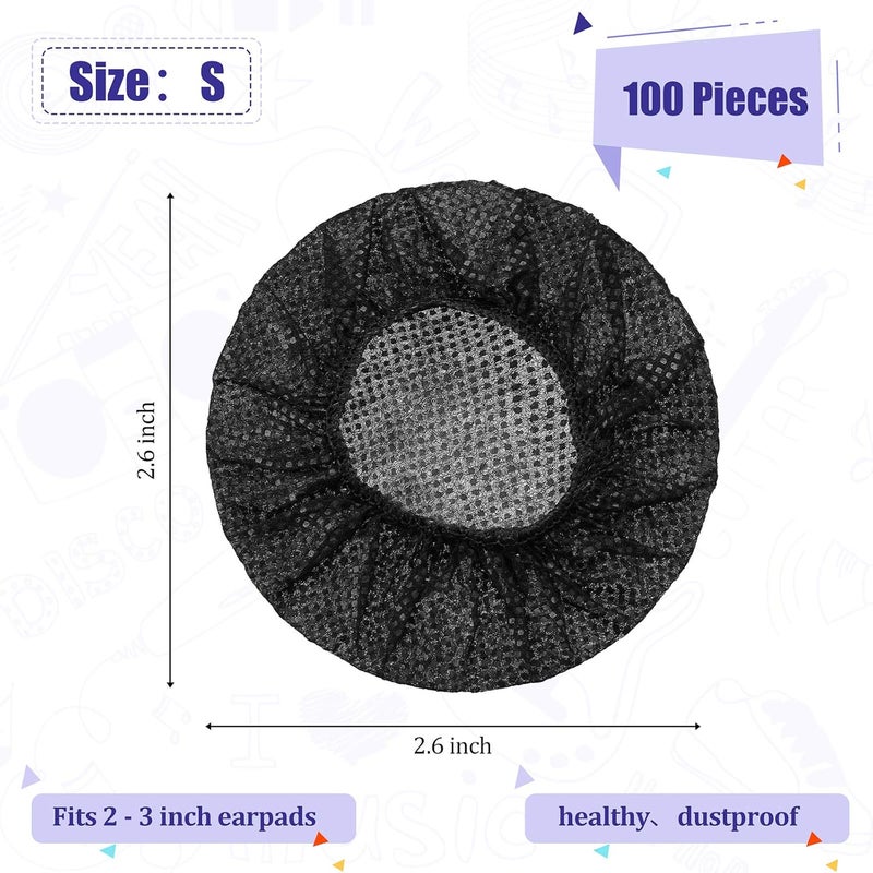 BBTO 100 Pieces Headphone Ear Covers Disposable Earpad Covers Fit Most On Ear Headphones (Black, 6.5 cm) - Image 2