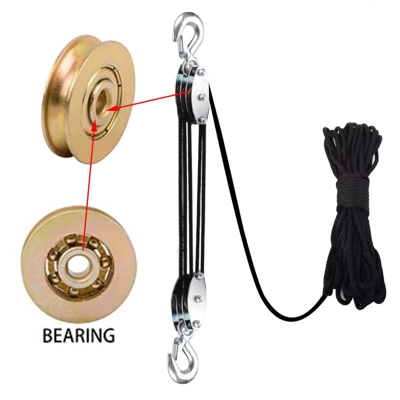 XSTRAP STANDARD XSTRAP STANDARD Heavy-Duty 2,000 LB Breaking Strength 50 FT Rope Hoist, 1000 LB Work Load Block and Tackle Pulley System for Lifting Heavy Objects (Black) - Image 2