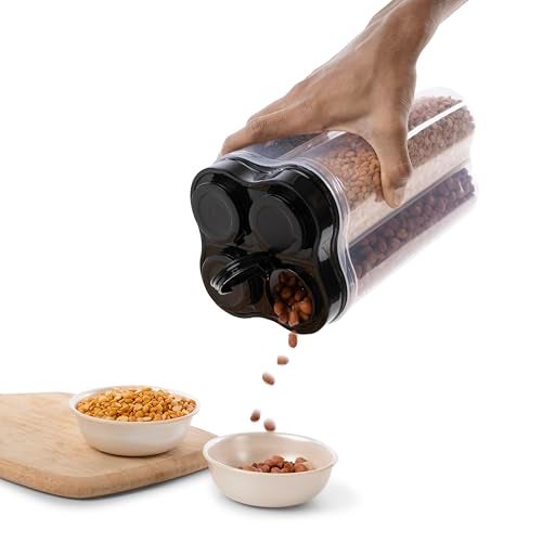 HomeWiz 4 Section Kitchen Storage Box | Fridge Storage Containers | Airtight, Durable, BPA-Free Plastic Container | Organize Grains, Pulses, Snacks & Food in One Jar | (2500ml), Black - Image 5