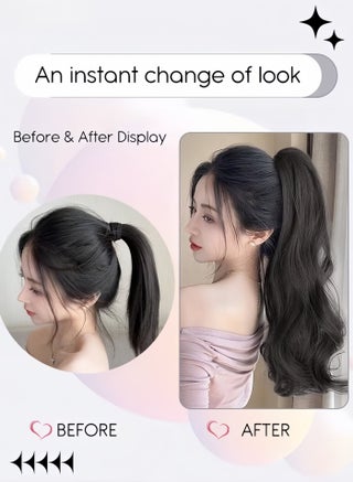 Claw Clip Ponytail Extension, Hair Extensions Ponytail, Wavy Curly Synthetic Clip in Hairpiece, Wigs for Ladies, Natural and Fluffy, Not Easily Knotted, Easy Clip In Hair Extensions for Women Girls Daily Wear, Party and Wedding (Brown Black, 45cm) - view 5
