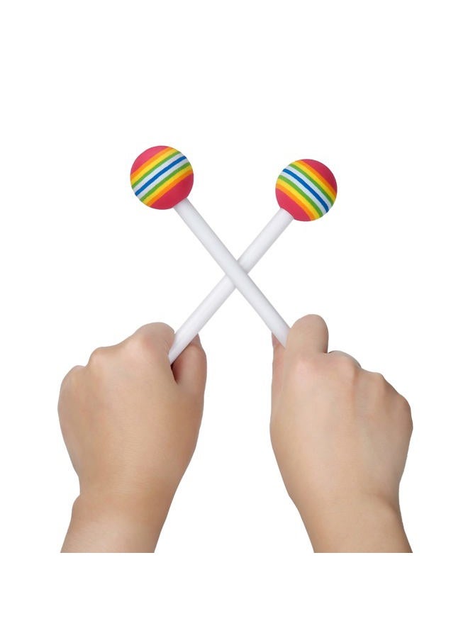 Mihey 10 Pieces Drum Sticks for Kids, Rainbow Lollipop Drumsticks Soft Foam Head Beat Toy Percussion Mallets - Image 2