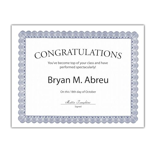 Geographics Blank Parchment Award Certificate Paper, 8.5 x 11", Elegant Blue Border Design (Pack of 50) - Image 4
