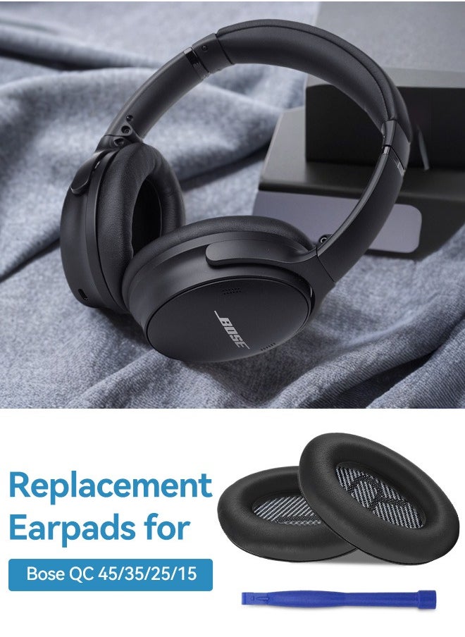 Tersely Replacement Earpads Cushions for Bose QuietComfort 35 II/45 (QC35/QC45/QC35 II) Headphones,with QC35 Shaped Scrims with 'L and R' Lettering QC25 QC15 QC2 SoundTrue SoundLink Ear Pads  - Image 2