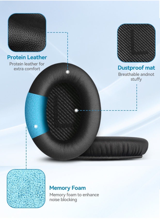 Tersely Replacement Earpads Cushions for Bose QuietComfort 35 II/45 (QC35/QC45/QC35 II) Headphones,with QC35 Shaped Scrims with 'L and R' Lettering QC25 QC15 QC2 SoundTrue SoundLink Ear Pads  - Image 4
