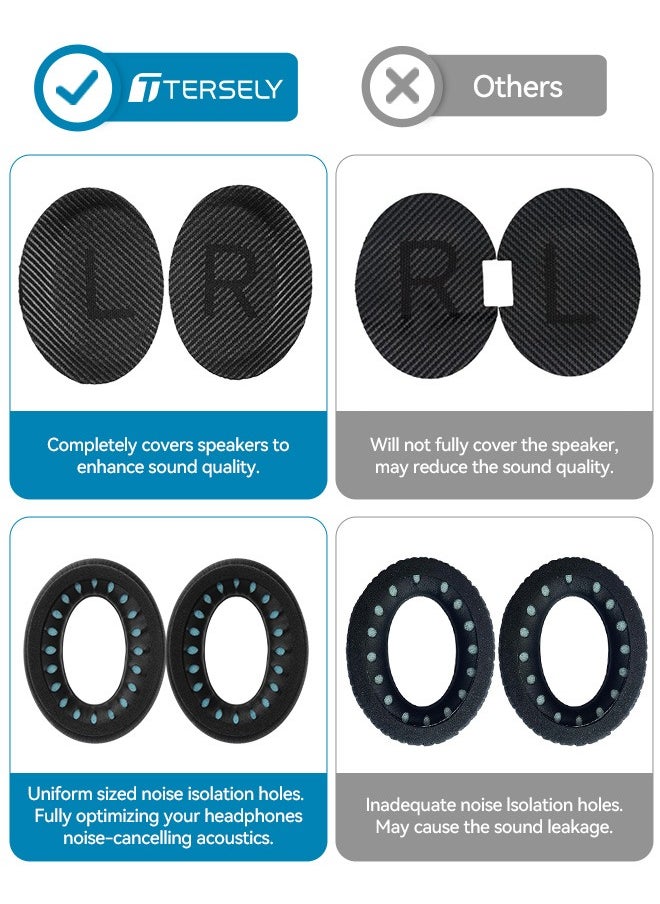 Tersely Replacement Earpads Cushions for Bose QuietComfort 35 II/45 (QC35/QC45/QC35 II) Headphones,with QC35 Shaped Scrims with 'L and R' Lettering QC25 QC15 QC2 SoundTrue SoundLink Ear Pads  - Image 5