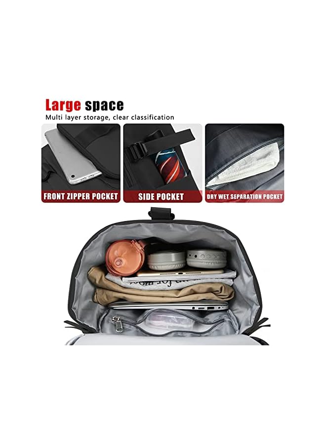 S-TOP Large Capacity Sports Gym Bag, Sports Gym Bag with Shoes Compartment & Wet Pocket, Sports Gym Bag for Men & Women, Multi-Occasion Application of Sports Bag (Black) - Image 2