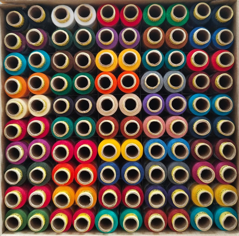 DK Threads Sewking Threads 2 PLY Polyester Sewing Thread Assorted Thread Box | Multicolored Thread Spools - 180 Mtr (50 Colors, Set D) - Image 1
