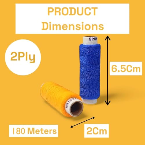 DK Threads Sewking Threads 2 PLY Polyester Sewing Thread Assorted Thread Box | Multicolored Thread Spools - 180 Mtr (50 Colors, Set D) - Image 2