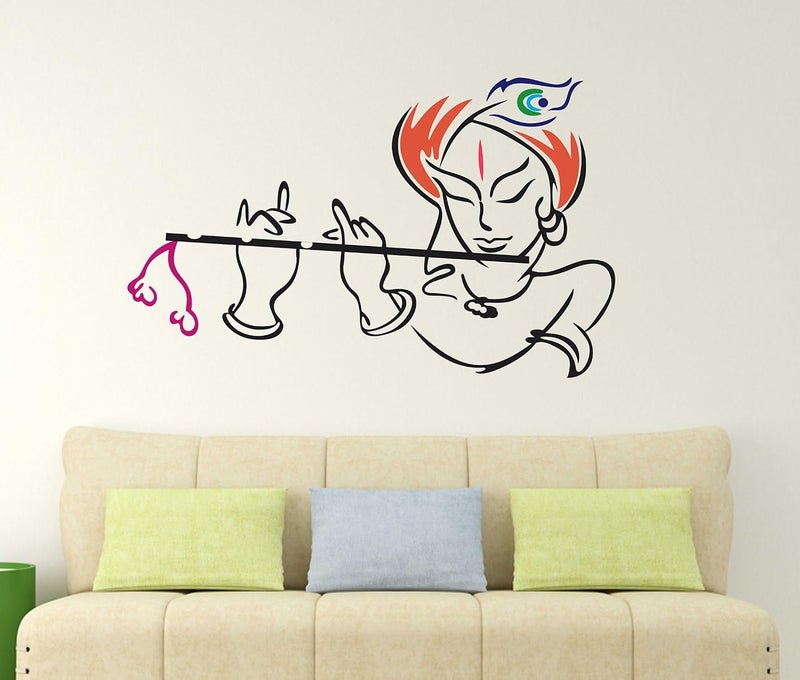 ARS '' lord krishna '' Wall Stickers (vinyl 80 cm x 50 cm),  Wall Sticker for Living Room/Bedroom/Office and All Decorative Stickers - Image 1