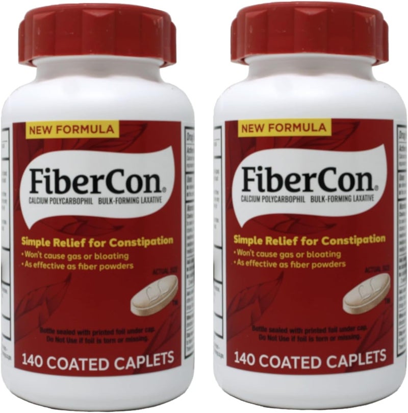 Fibercon Fiber Therapy for Regularity with Calcium Polycarbophil, 2 Pack