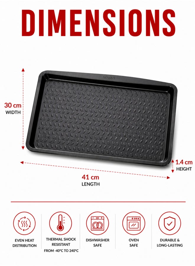 بيريكس Pyrex Glide Non-Stick Baking Tray 38cm, PFAS-Free Oven Tray, Scratch Resistant Bakeware, Ideal for Baking, Roasting, Oven Fries & Family Meals 38cm - Image 2