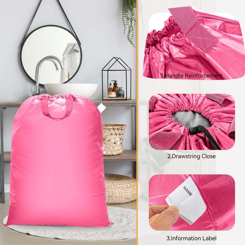 Isink Extra Large Heavy Duty Laundry Bag - 28" x 40", Travel Laundry Bag for Dirty Clothes (Pink) - Image 4