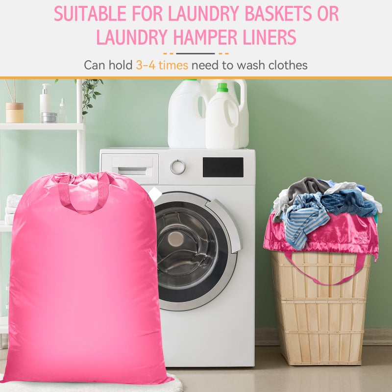 Isink Extra Large Heavy Duty Laundry Bag - 28" x 40", Travel Laundry Bag for Dirty Clothes (Pink) - Image 5