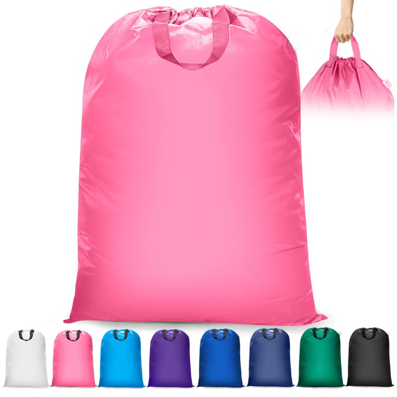 Isink Extra Large Heavy Duty Laundry Bag - 28" x 40", Travel Laundry Bag for Dirty Clothes (Pink) - Image 1