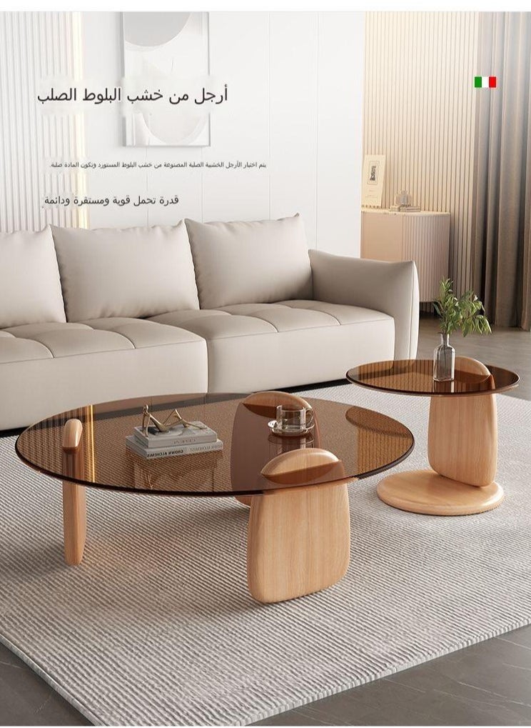 سي آند سي هوم طاولة القهوة لغرفة المعيشة الاسكندنافية بتصميم عصري فاخر وبسيط مجموعة طاولات القهوة باللون البني  - Image 4