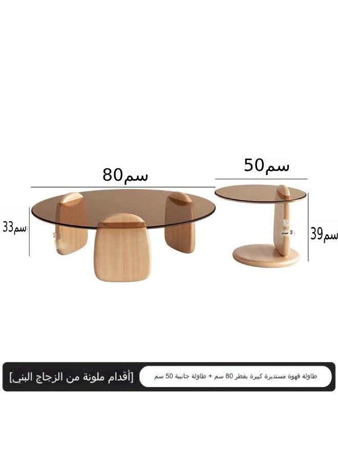 سي آند سي هوم طاولة القهوة لغرفة المعيشة الاسكندنافية بتصميم عصري فاخر وبسيط مجموعة طاولات القهوة باللون البني  - Image 5