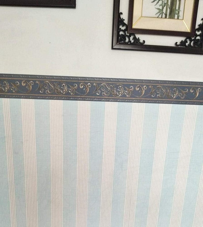 UPREDO 3D Decorative Floral Molding Waterproof Wallpaper Border Peel and Stick for Bathroom Kitchen Counter Top Backsplash Tiles Sticker,4 Inch by 16.4Ft (Dark Blue) - Image 5