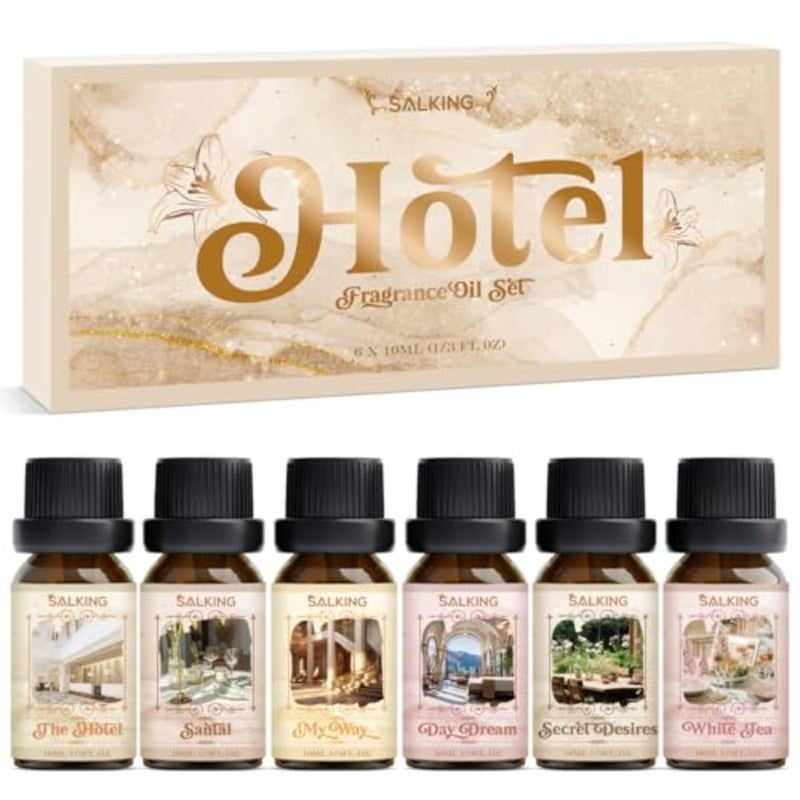 Fragrance Oil Essential Oils Gift Set Diffuser Oils Scented Oils for Soap and Candle Making Santal My Way Day Dream Secret Desires White Tea 6 PCS Aromatherapy Blends for Home Office Spa - Image 1