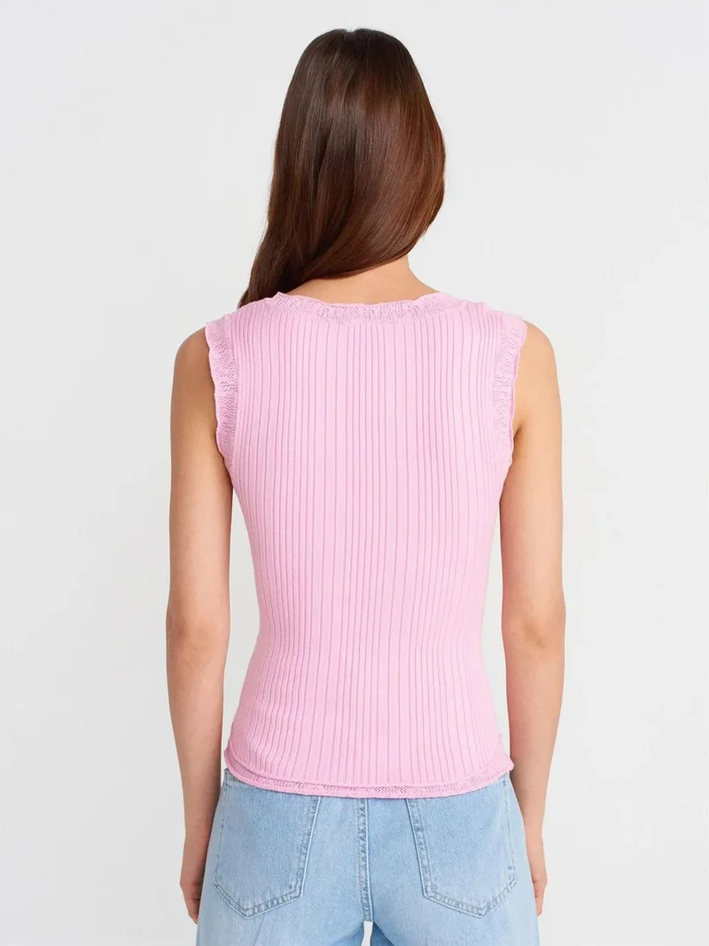 ديلفين DILVIN Ribbed Sleeveless Cami Blouse