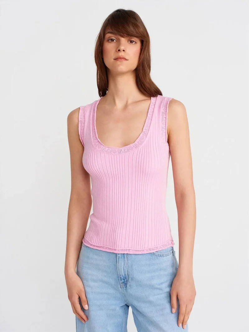 ديلفين DILVIN Ribbed Sleeveless Cami Blouse
