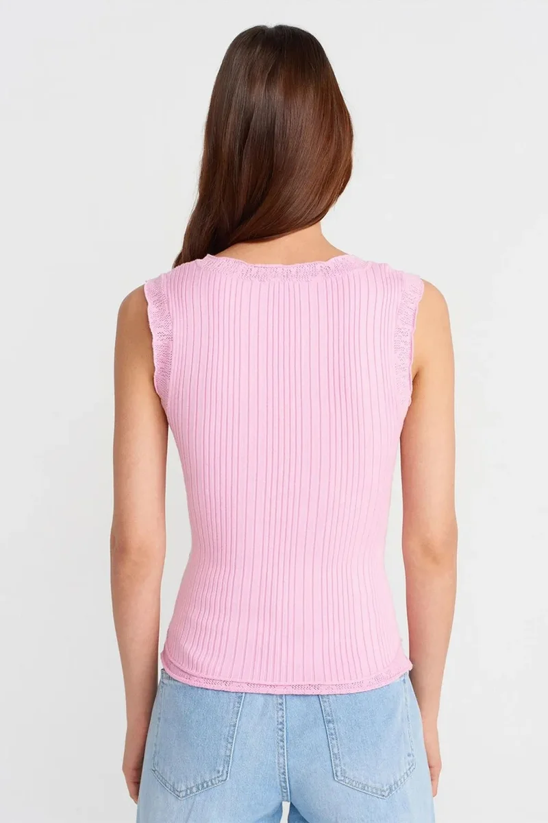 Dilvin Blush Pink DILVIN Ribbed Sleeveless Cami Blouse for Women | Best Price UAE