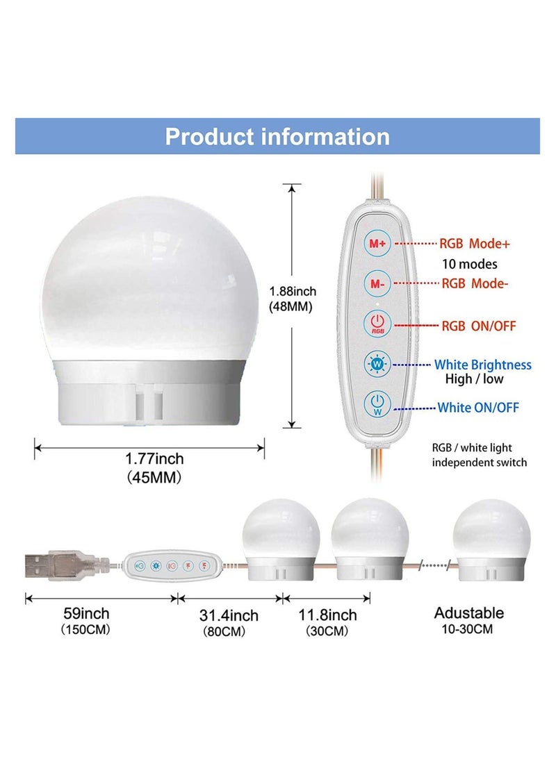Mirror Lights Vanity Lighting 10 LED Bulb Make up Decoration Lights Hollywood Style 16 Modes Color Changing Lights for Home Bedroom Bathroom Dressing Room - Image 5