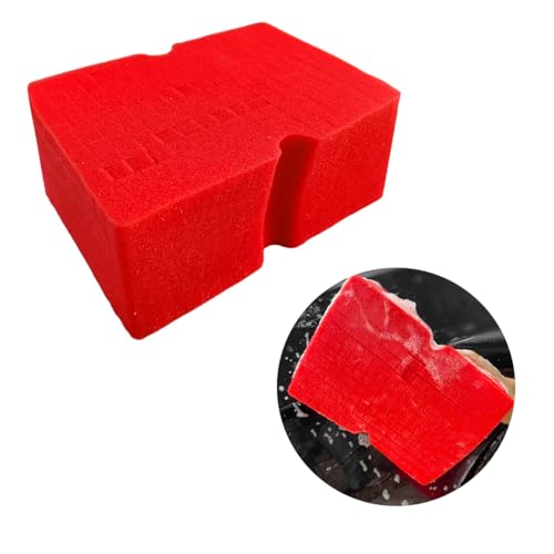 SHMZK Car Wash Sponge Large ScratchFree Cross Cut Sponge for Soap and Rinseless Washing Durable Ultra Soft Foam Grid Extra Absorbent Car Cleaning Sponge Pad Car Accessories Red - Image 1