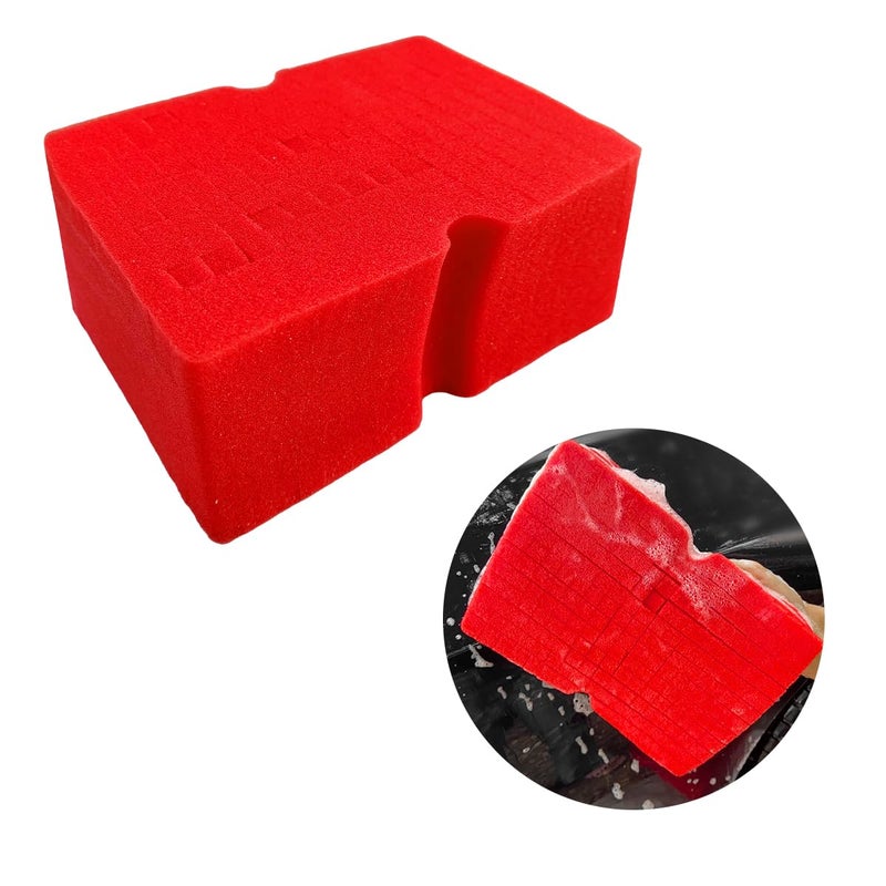 SHMZK Car Wash Sponge Large ScratchFree Cross Cut Sponge for Soap and Rinseless Washing Durable Ultra Soft Foam Grid Extra Absorbent Car Cleaning Sponge Pad Car Accessories Red - Image 3