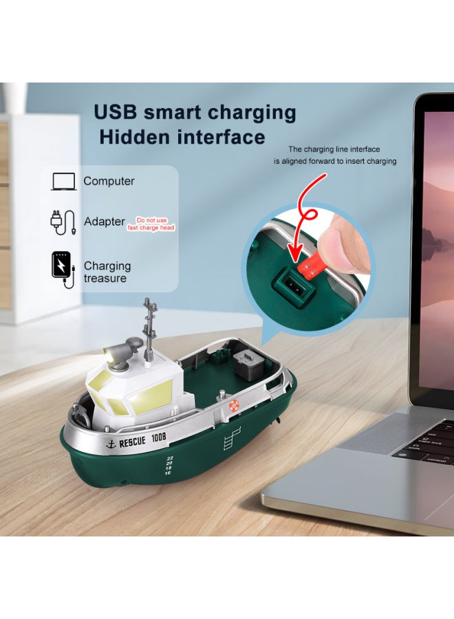 2.4G Mini Remote Control Boat Water Remote Control Toy Boat Children Remote Control Tug Charging Ship Model-Color:Light Brown  - Image 4