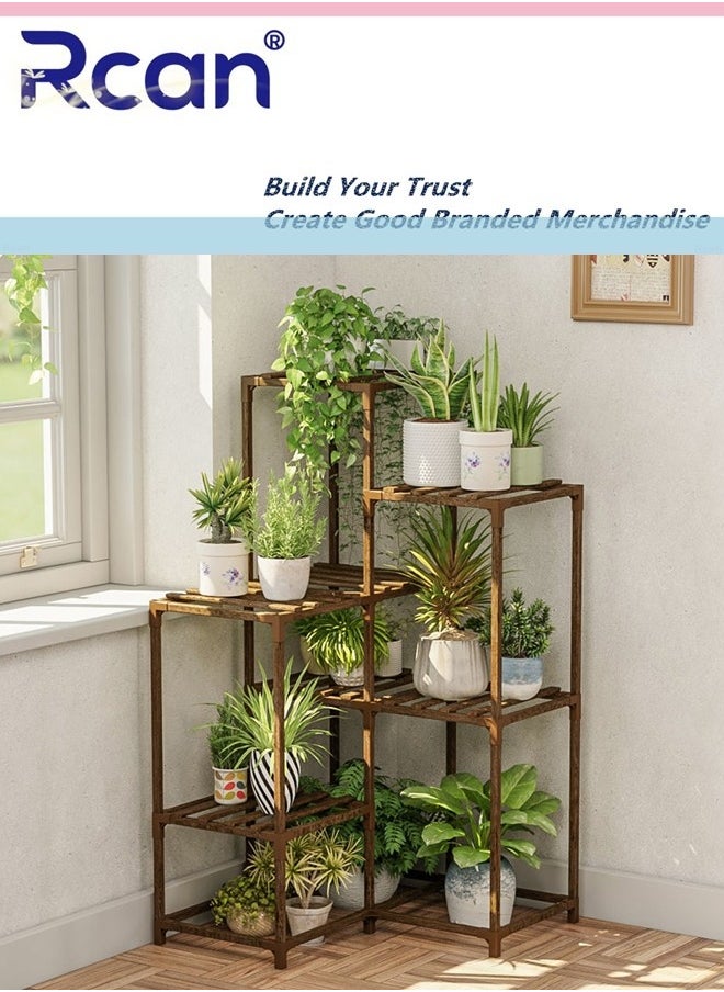 Rcan 3 Tiers 9 Potted Plant Stand Indoor Wooden Plant Shelves for Multiple Plants Flower Shelf Ladder Plant Holder Table Applicable to Living Room Garden Patio Balcony Lawn  - Image 1