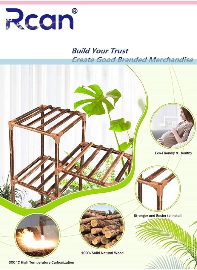 Rcan 3 Tiers 9 Potted Plant Stand Indoor Wooden Plant Shelves for Multiple Plants Flower Shelf Ladder Plant Holder Table Applicable to Living Room Garden Patio Balcony Lawn  - Image 4
