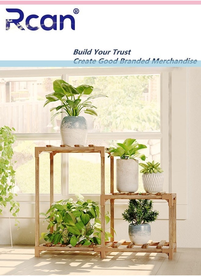Rcan 3 Tiers 9 Potted Plant Stand Indoor Wooden Plant Shelves for Multiple Plants Flower Shelf Ladder Plant Holder Table Applicable to Living Room Garden Patio Balcony Lawn  - Image 3