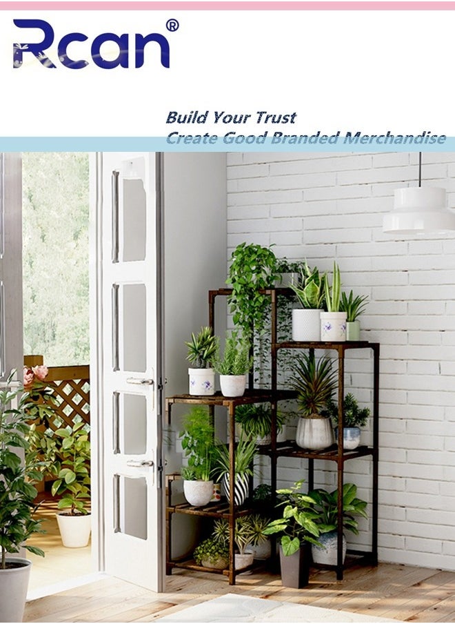 Rcan 3 Tiers 9 Potted Plant Stand Indoor Wooden Plant Shelves for Multiple Plants Flower Shelf Ladder Plant Holder Table Applicable to Living Room Garden Patio Balcony Lawn  - Image 2