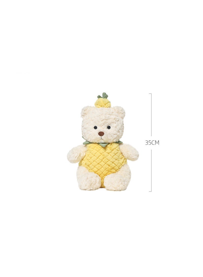 Jooki Pineapple Bear Plush Toy Pillow, PP Cotton, Cute Bear Doll, Sleeping Doll, Birthday Gift for Girls - Image 4