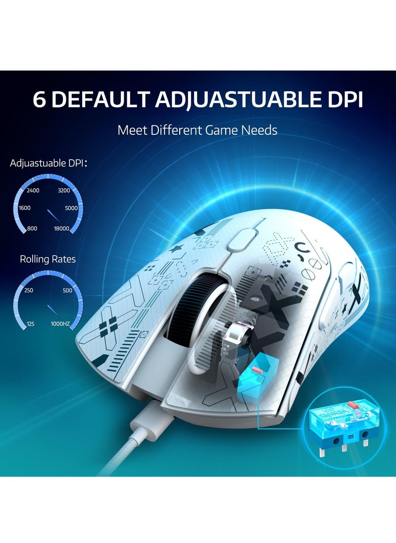 Attack Shark - R1 Wireless Gaming Mouse,Tri-Mode Connection (2.4G/Wired/BT5.2),55g Lightweight,18K DPI Optical Sensor,HUYU 20 Million Key Life,Ergonomic Design,for PC/Laptop/Win/Mac - Image 1