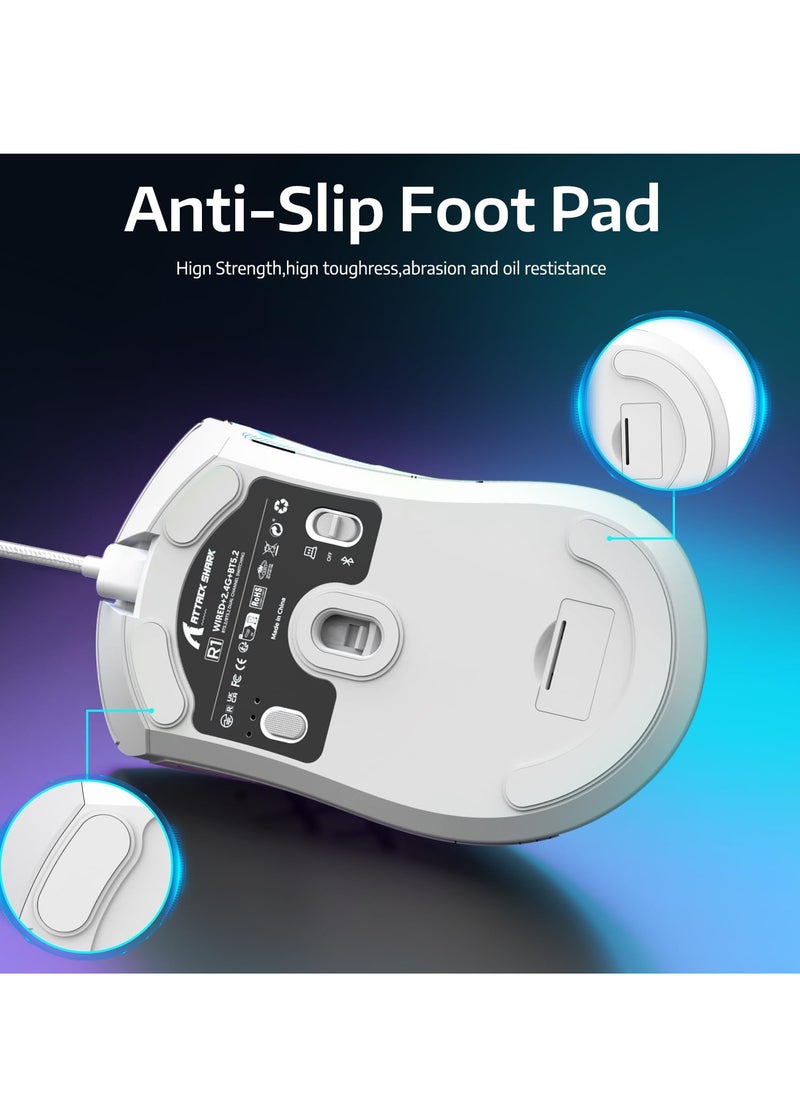 Attack Shark - R1 Wireless Gaming Mouse,Tri-Mode Connection (2.4G/Wired/BT5.2),55g Lightweight,18K DPI Optical Sensor,HUYU 20 Million Key Life,Ergonomic Design,for PC/Laptop/Win/Mac - Image 1