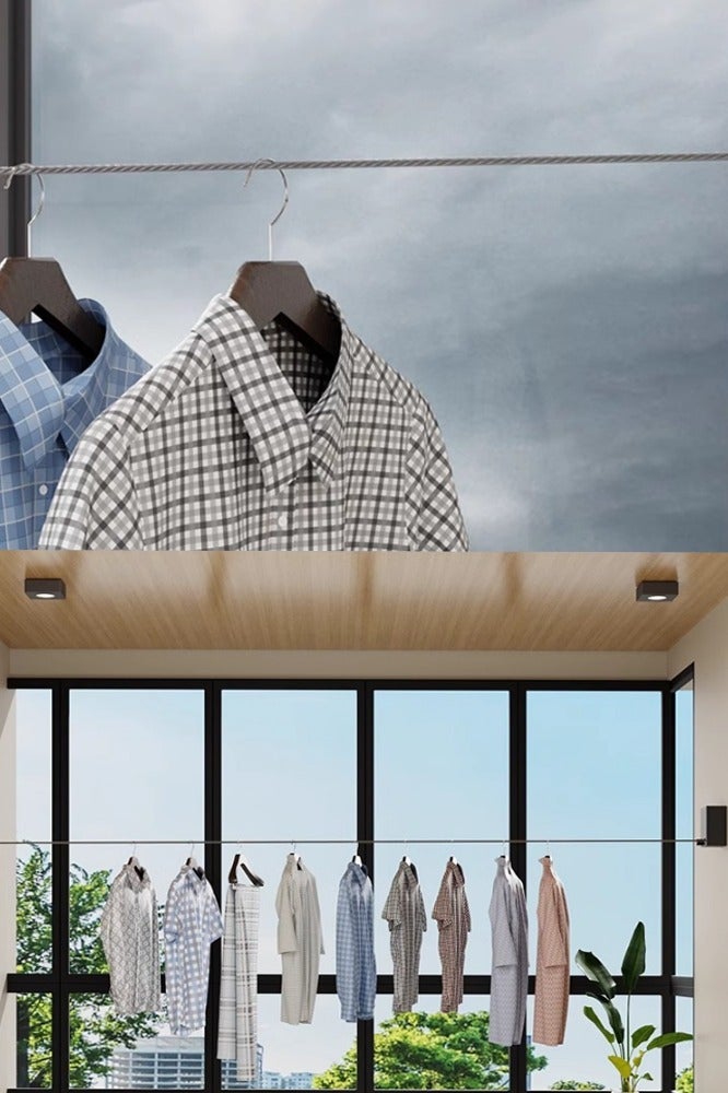 Invisible Retractable Clothesline, Indoor/Outdoor Thick Stainless Steel Wire Clothesline, Anti Sagging, No Need To Drill Holes - Image 5