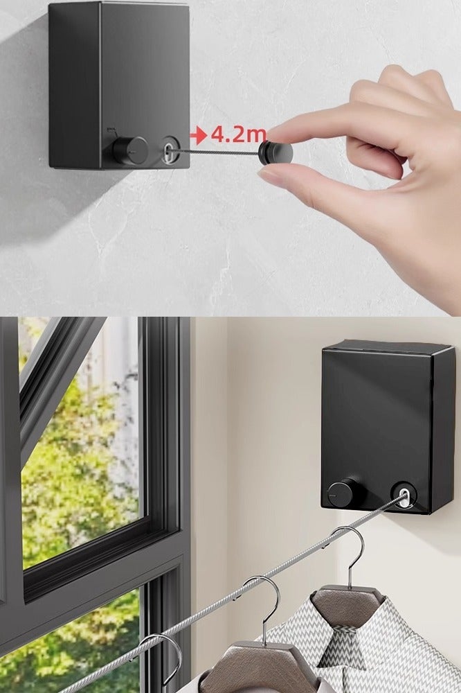 Invisible Retractable Clothesline, Indoor/Outdoor Thick Stainless Steel Wire Clothesline, Anti Sagging, No Need To Drill Holes - Image 4