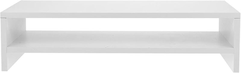 White Monitor Stand with Storage Rack Desktop Riser for Computer Screen Office Home Desk - Image 1