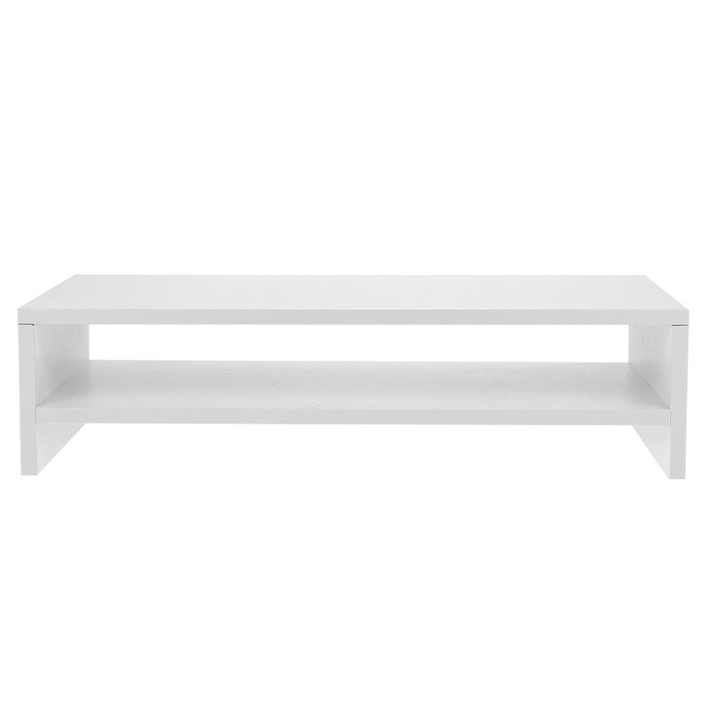 White Monitor Stand with Storage Rack Desktop Riser for Computer Screen Office Home Desk - Image 2