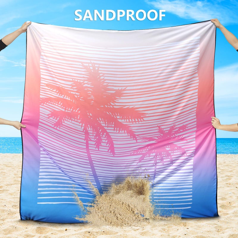 WIWIGO Beach Blanket Waterproof Sandproof Beach Mat 79" X 83"/10'x9'for 2-8 Adults Quick Drying Outdoor Picnic Mat Beach Accessories for Travel, Camping, Hiking - Image 3