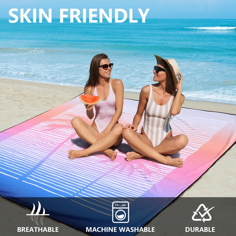 WIWIGO Beach Blanket Waterproof Sandproof Beach Mat 79" X 83"/10'x9'for 2-8 Adults Quick Drying Outdoor Picnic Mat Beach Accessories for Travel, Camping, Hiking - Image 4