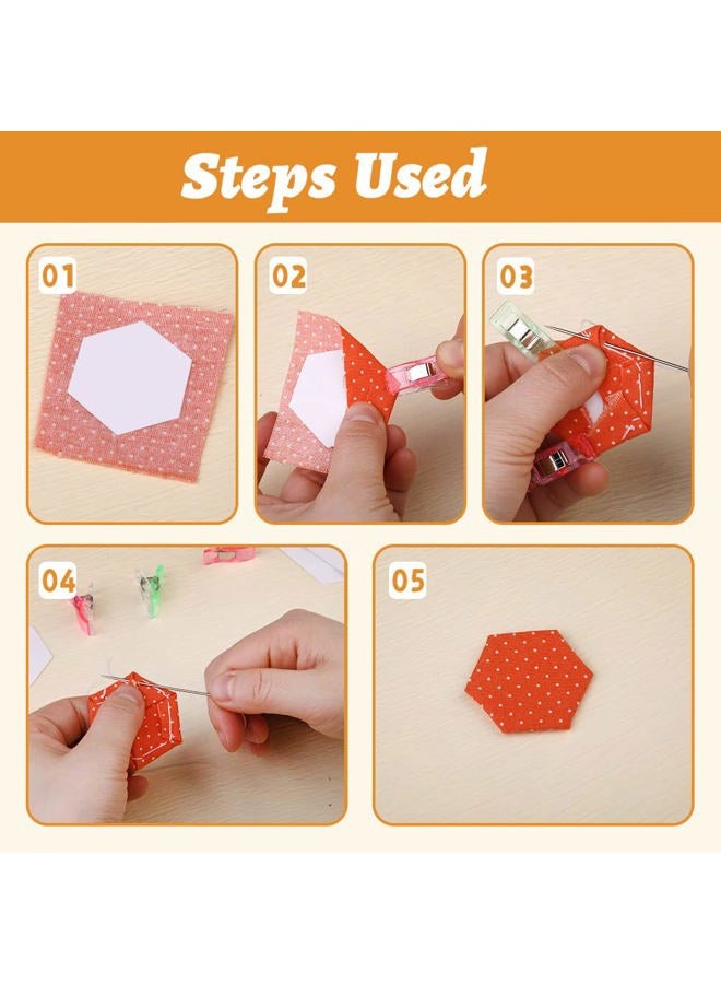 TLKKUE 600 Pieces Paper Piecing Hexagon Paper Piecing Template 6 Sizes White Paper Piecing Quilting Template Hexagon Shape for Quilting, Sewing, Craft Ideas DIY - Image 5